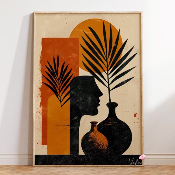 Silhouette Face Leaf Wall Decor