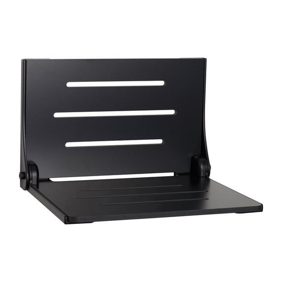 Silhouette Folding Wall Mount Shower Bench Seat, Black Seat with Matte Black Frame