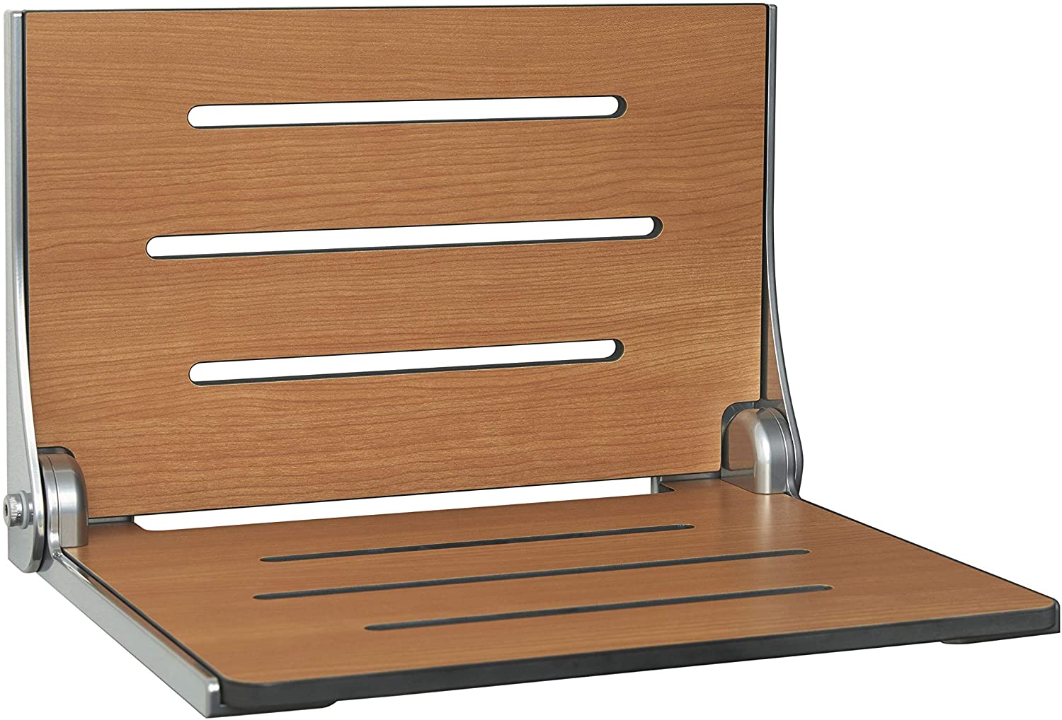 Clevr 36" Wall Mounted Double Folding Shower Bench Seat Teak Wood