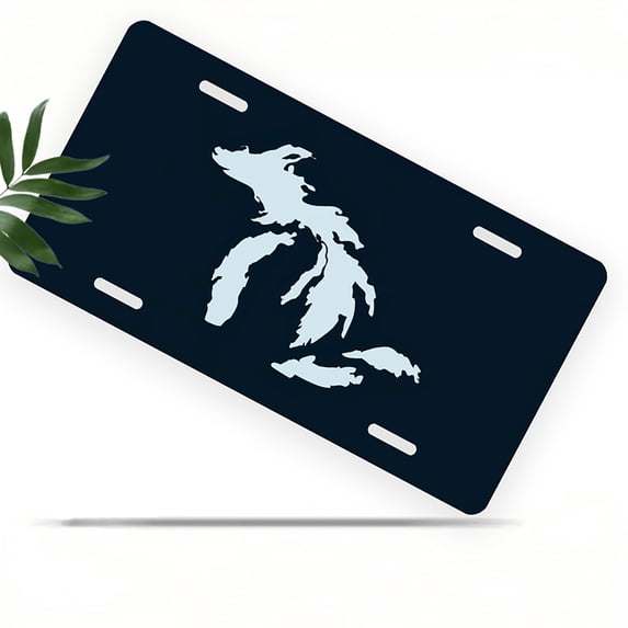 Silhouette of Great Lakes Front License Plate, Metal License Plate, Funny Standard Plates Personalized Novelty Decorative For Men/Women/Boys/Girls Car 6×12 Inch