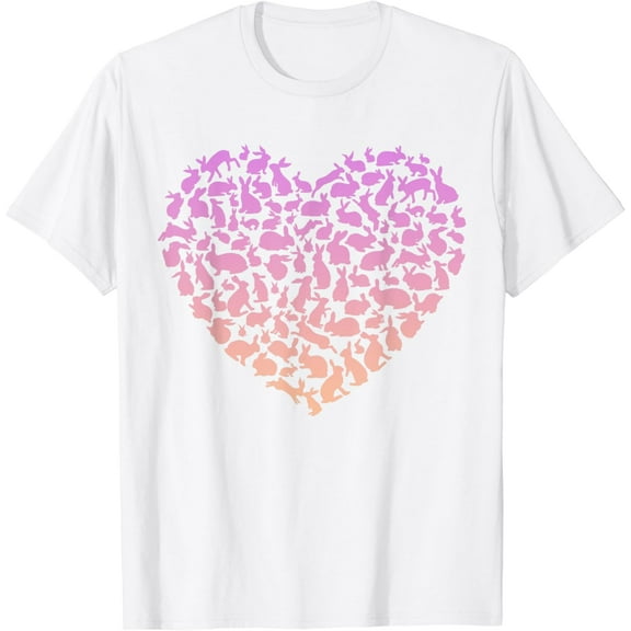 Silhouette Heart Bunny Tshirt for Rabbit Lover Girls Rabbit T-Shirt