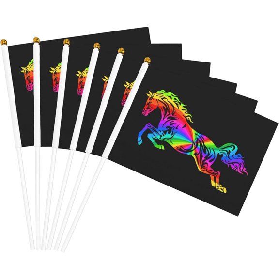 Silhouette Horse Flag 5x8 In Outdoor Decoration Handheld Stick Flags Six Piece