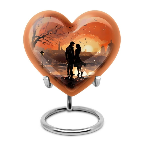 Silhouette of Love Heart Urns For Adult Human Ashes - Heart Urns Urn For Ashes For Women - Unique Design for Couples - Together Forever Memorial (3inch,1Pcs)
