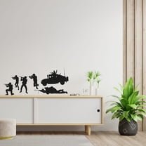 Silhouette Military Shadow Swat Team Army Men Soldier Wall Sticker Art Decal for Boys Girls Room Rooms Bedroom Playroom Kid House Home Decor Stickers Walls Art Vinyl Decoration Size (6x10 inch)