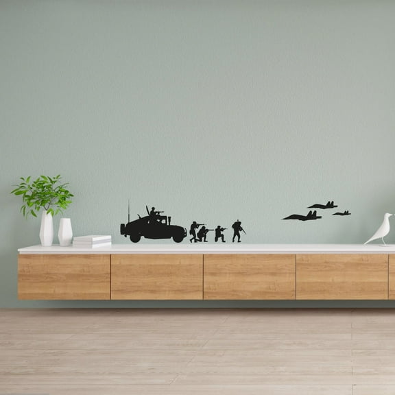 Silhouette Military Shadow Swat Team Army Men Soldier Wall Sticker Art Decal for Girls Boys Room Rooms Playroom Bedroom Gym House Home Decor Stickers Walls Art Vinyl [Style 2] Size (20x30 inch)