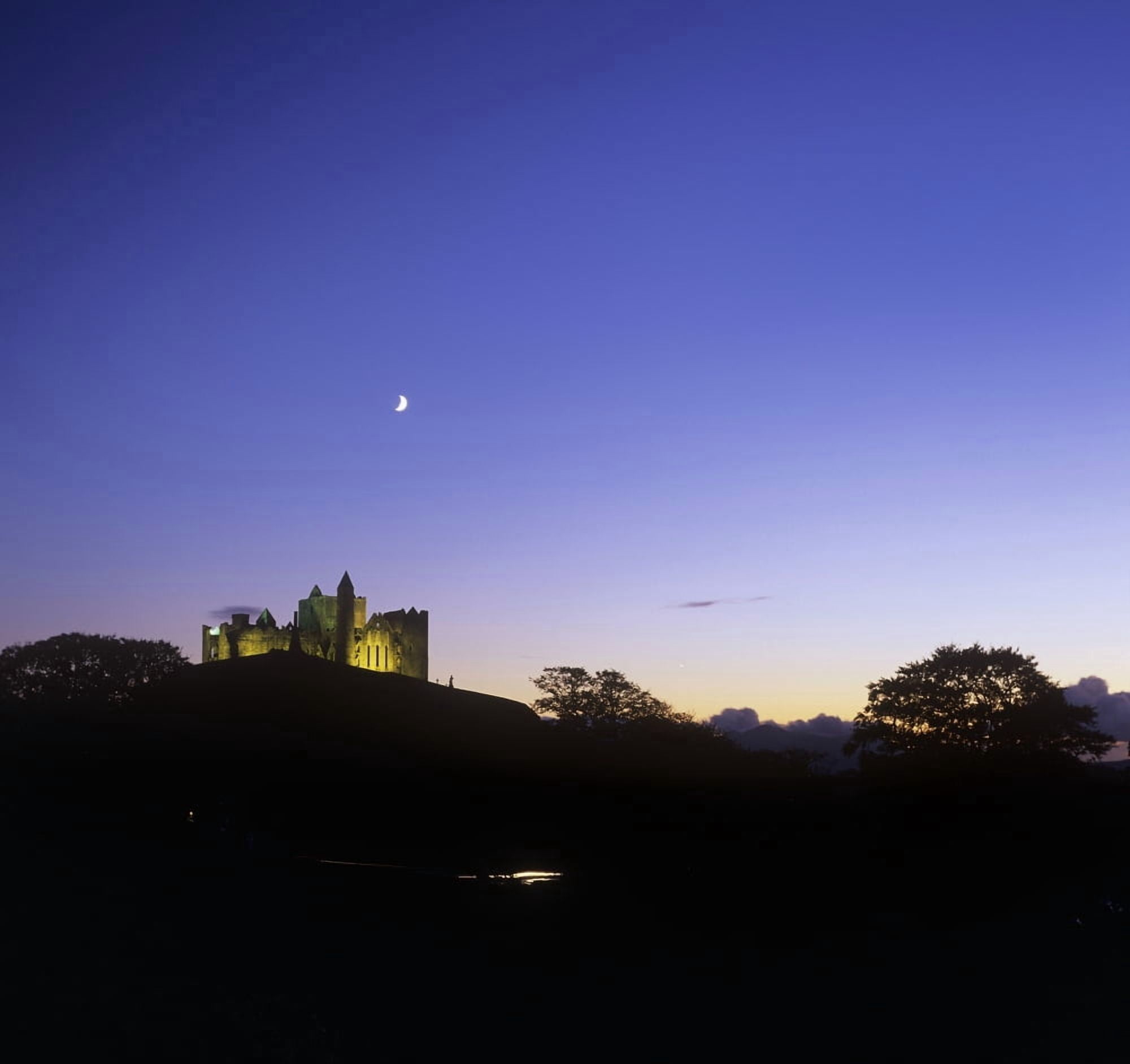 Silhouette Of A Castle On The Cliff Of A Mountain Rock Of Castle Republic Of Ireland Canvas Art - The Irish Image Collection Design Pics (24 x 24)