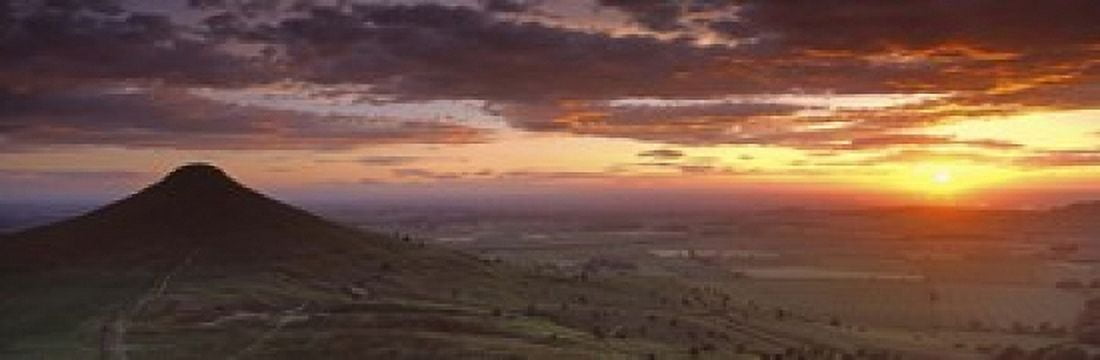Silhouette Of A Hill At Sunset Roseberry Topping North Yorkshire Cleveland England United Kingdom Canvas Art - Panoramic Images (18 x 6)
