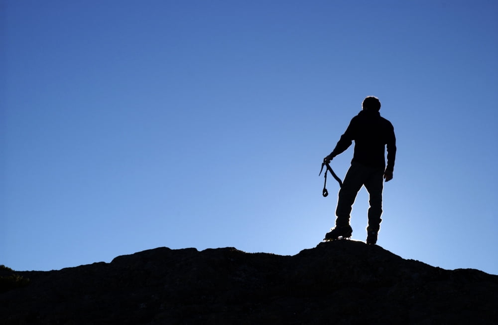 Silhouette Of A Rock Climber Canvas Art - Josh McCulloch Design Pics (36 x 24)