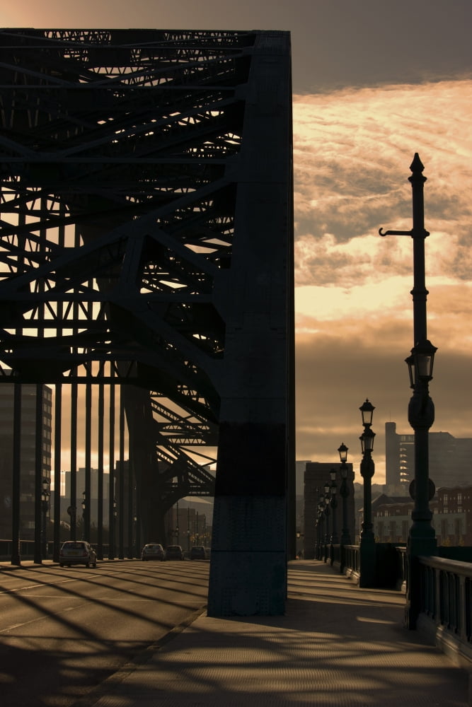 Silhouette Of Bridge Newcastle Upon Tyne Tyne And Wear England Uk Canvas Art - John Short Design Pics (24 x 36)