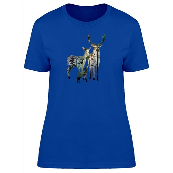 Silhouette Of Deer Family T-Shirt Women -Image by Shutterstock, Female Medium