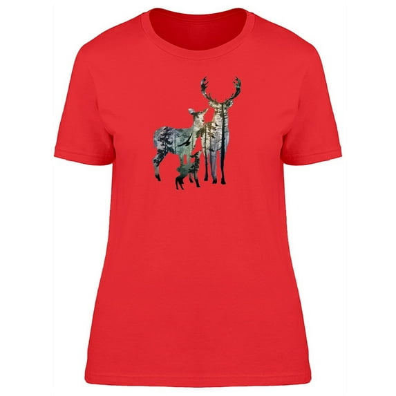 Silhouette Of Deer Family T-Shirt Women -Image by Shutterstock, Female x-Large