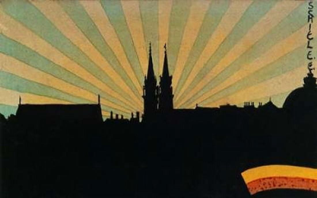 Silhouette Of Klosterneuburg 1906 Canvas Art - Egon Schiele (12 x 18)