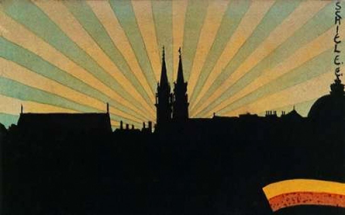 Silhouette Of Klosterneuburg 1906 Canvas Art - Egon Schiele (24 x 36)