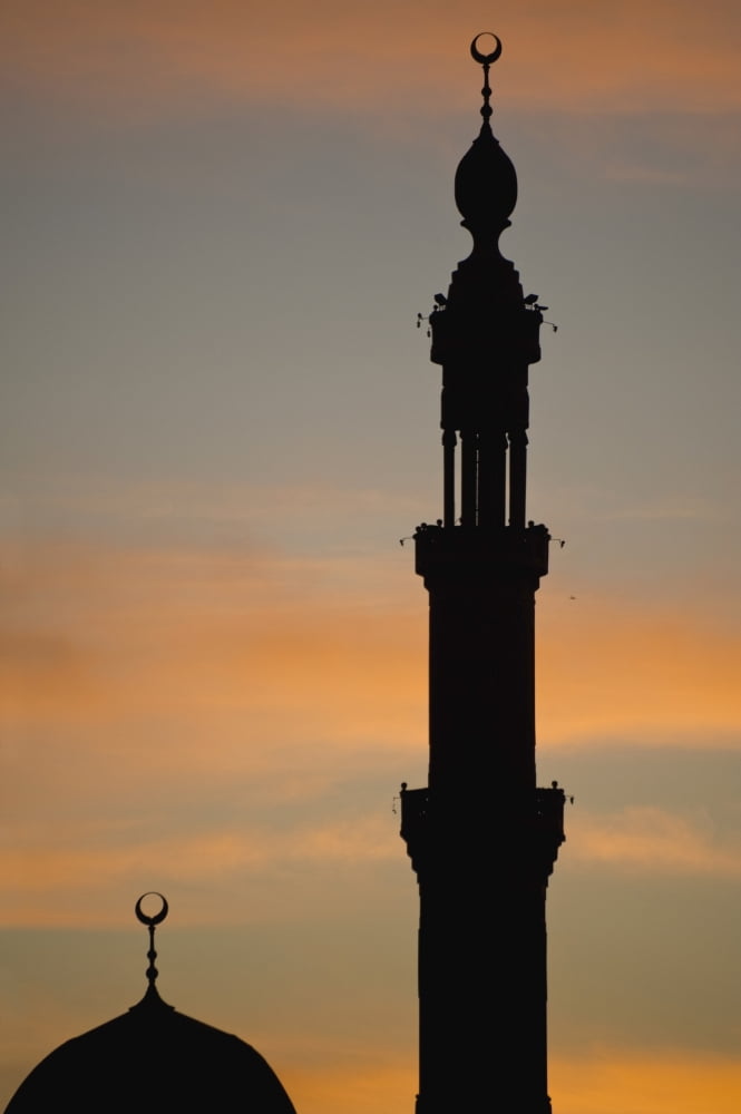 Silhouette Of Mosque At Dawn Canvas Art - Ian Cumming Design Pics (11 x 17)