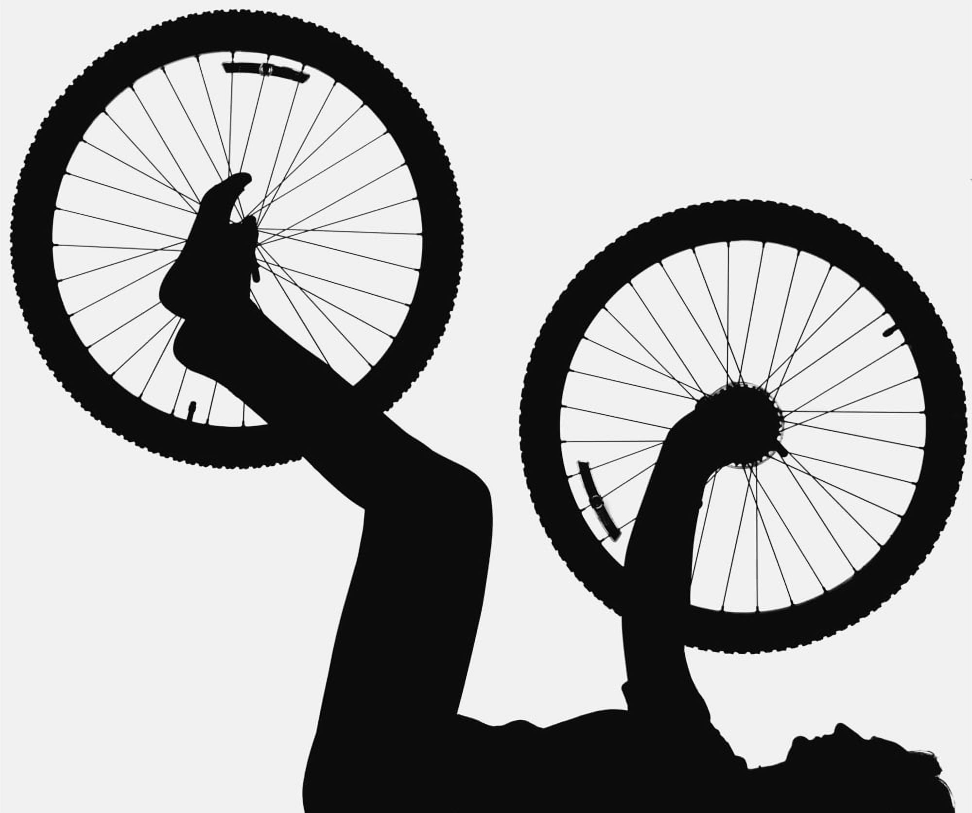 Silhouette Of Person Holding Bicycle Wheels Canvas Art - Corey Hochachka Design Pics (30 x 24)