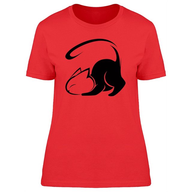 Silhouette Of Pouncing Cat T-Shirt Women -Image by Shutterstock, Female Small