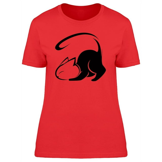 Silhouette Of Pouncing Cat T-Shirt Women -Image by Shutterstock, Female Small