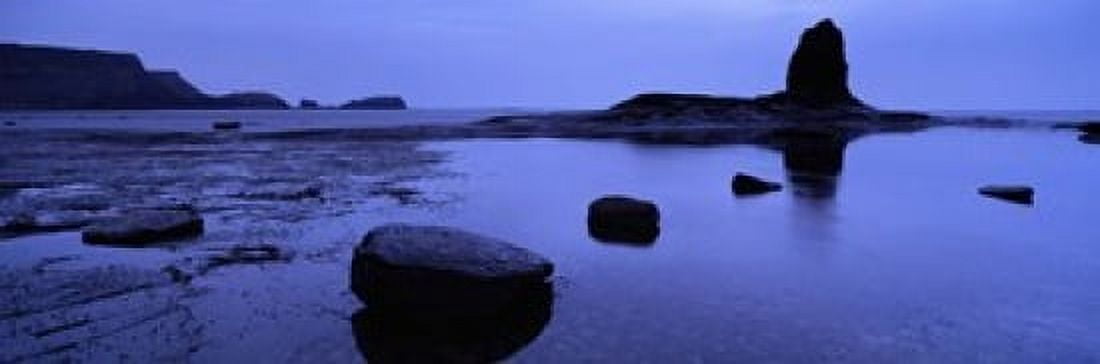 Silhouette Of Rocks On The Beach Black Nab Whitby England United Kingdom Canvas Art - Panoramic Images (18 x 6)