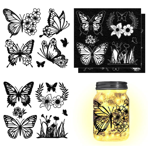 Silhouette Paper for Lighting Decoration Paper Cut Light Box Butterfly 150x170mm 4pcs/set
