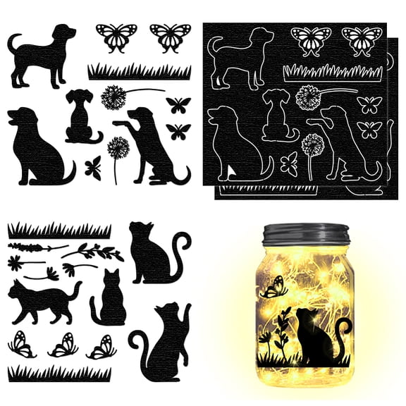 Silhouette Paper for Lighting Decoration Paper Cut Light Box Cat Shape 150x170mm 4pcs/set