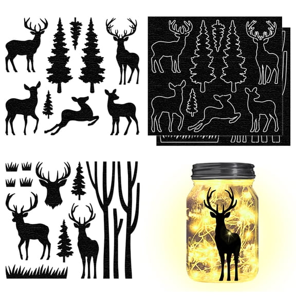 Silhouette Paper for Lighting Decoration Paper Cut Light Box Deer 150x170mm 4pcs/set
