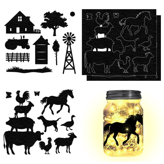 Silhouette Paper for Lighting Decoration Paper Cut Light Box Farm 150x170mm 4pcs/set