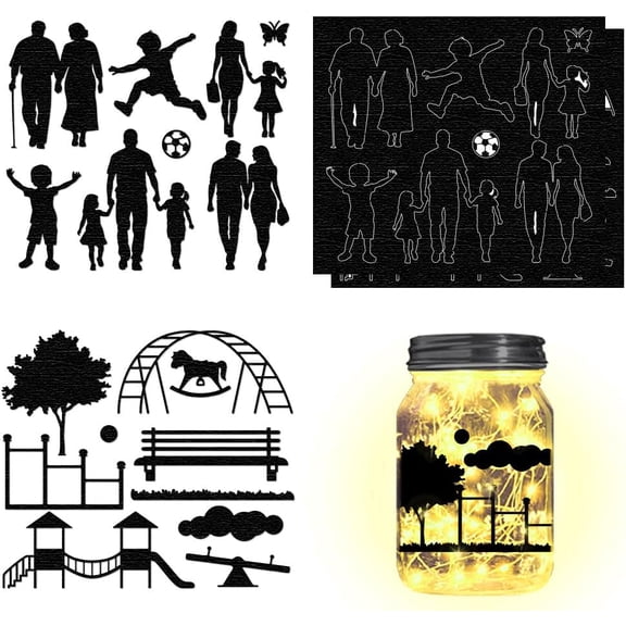 Silhouette Paper for Lighting Decoration Paper Cut Light Box Human 150x170mm 4pcs/set diy