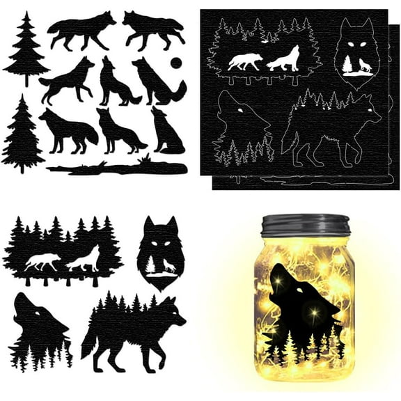 Silhouette Paper for Lighting Decoration Paper Cut Light Box Mermaid Wolf 150x170mm 4pcs/set