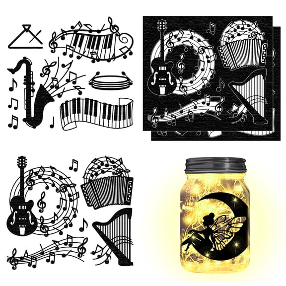 Silhouette Paper for Lighting Decoration Paper Cut Light Box Musical Instruments 150x170mm 4pcs/set