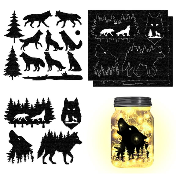 Silhouette Paper for Lighting Decoration Paper Cut Light Box Wolf 150x170mm 4pcs/set