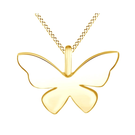 Silhouette Pet Love Butterfly Animal Charm Pendant Necklace In 14K Yellow Gold Over Sterling Silver