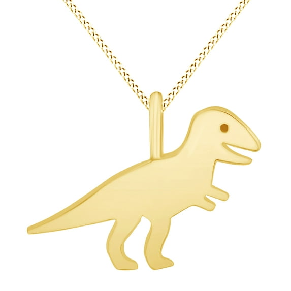 Silhouette Pet Love Tyrannosaurus Rex Animal Charm Pendant Necklace In 14K Yellow Gold Over Sterling Silver