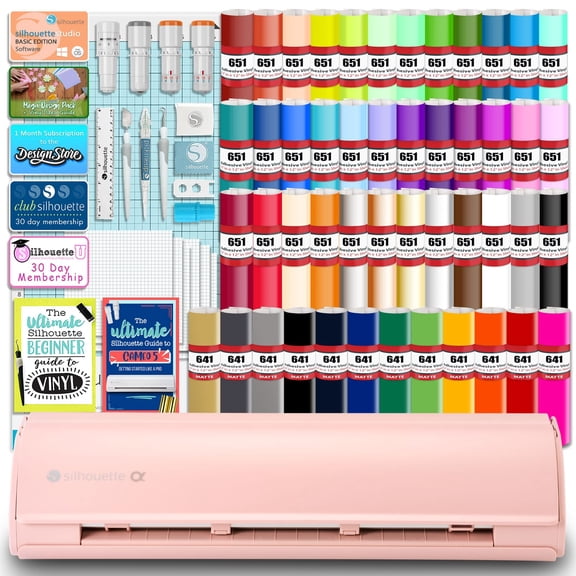 Silhouette Pink Cameo 5 Alpha w/ 64 Oracal Vinyl Sheets, Blades, Tools, Guides