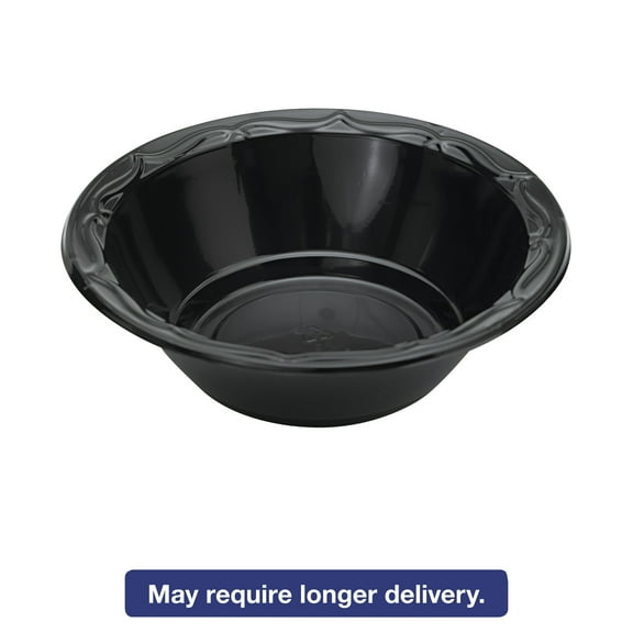 Genpak Silhouette Plastic Dinnerware, Bowl, 12 oz, Black, 125/Pack, 8 Packs/Carton