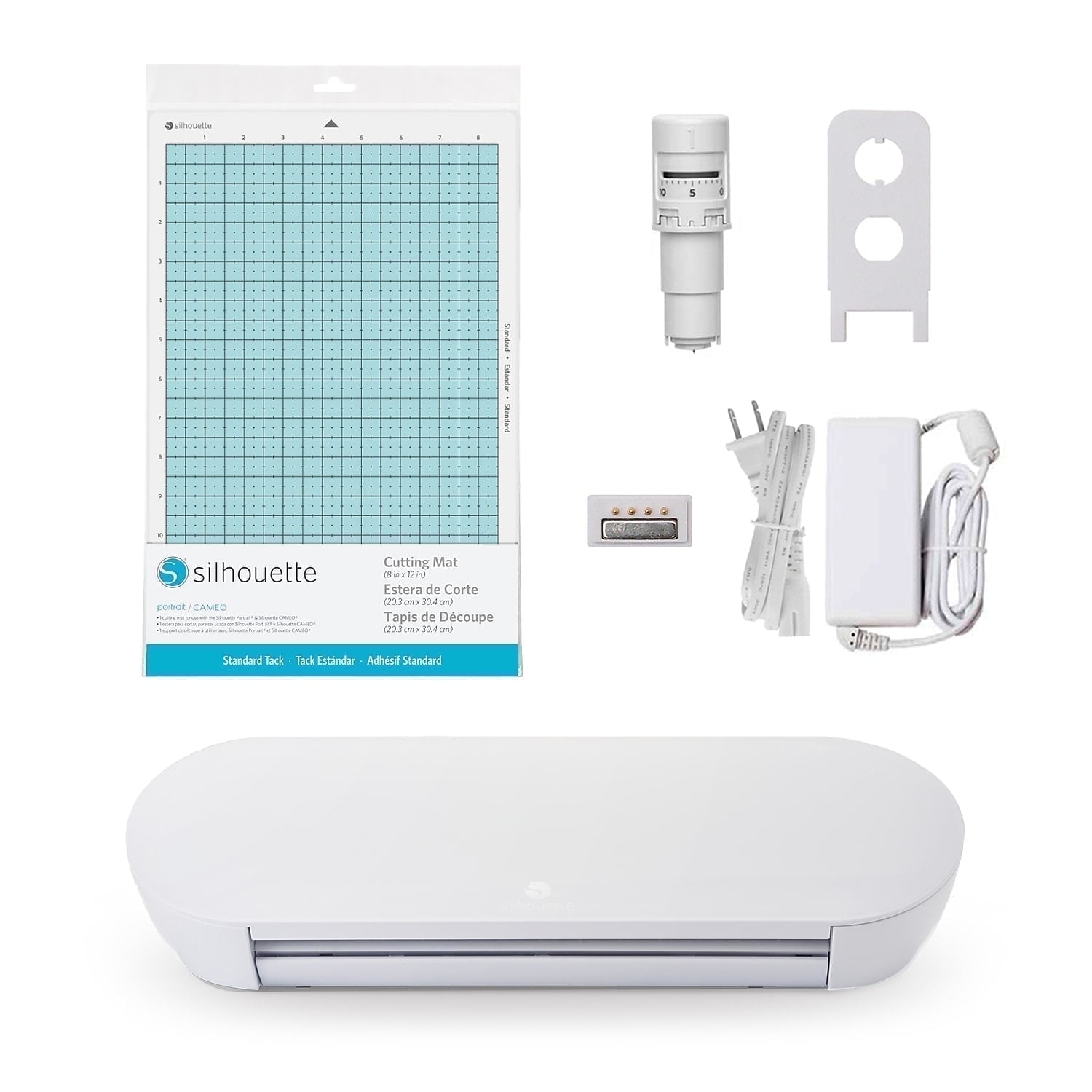 Silhouette Portrait 4 Cutting Machine (White) 9" Wireless Bluetooth Die-Cut Machine with AutoBlade, Cutting Mat, Software & 50 Designs