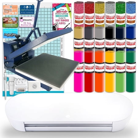 Silhouette Portrait 4 w/ 15" x 15" Navy Blue Heat Press & Siser HTV