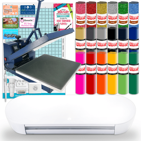 Silhouette Portrait 4 w/ 15" x 15" Navy Blue Heat Press & Siser HTV