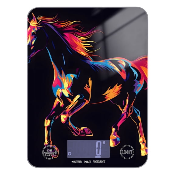 Silhouette Running Horse Food Scale Digital Kitchen Scale Waterproof Tempered Glass Tare Function 11 lb for Baking Cooking Meal Prep