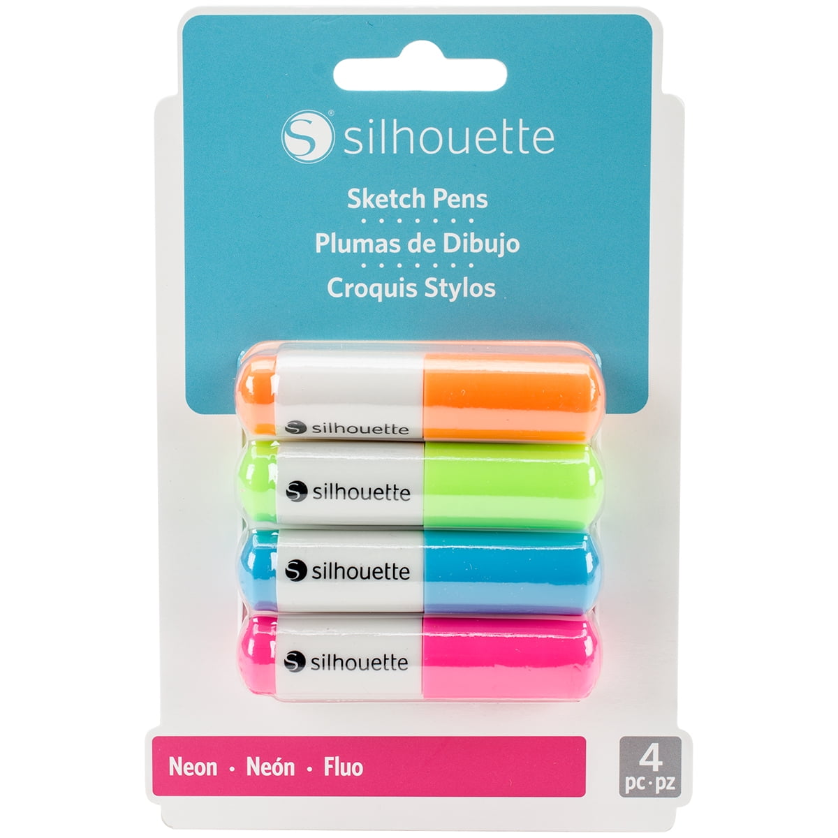 Silhouette Sketch Pens 4/Pkg-Neon: Pink, Green, Orange, Blue