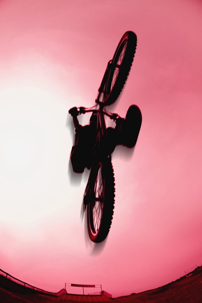 Silhouette Stunt Bike Rider Canvas Art - Corey Hochachka Design Pics (22 x 34)