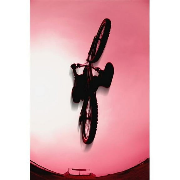 Silhouette Stunt Bike Rider Poster Print