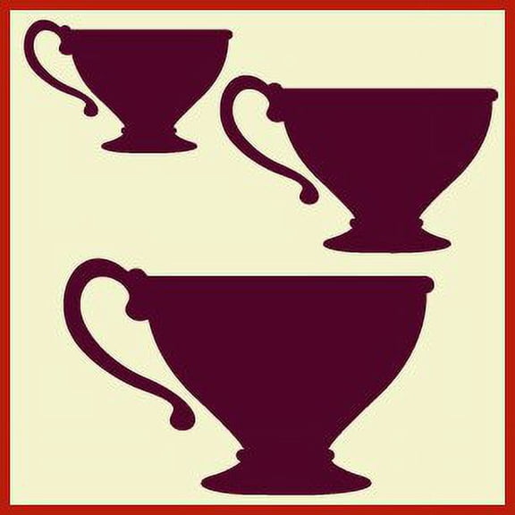 Silhouette Tea Cup Stencil - Shadow Art Head Silhouette Profile Cameo Template Reusable Laser Cut Mylar Template for Painting Home Decor Crafts - The Artful Stencil