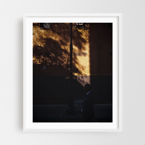 Silhouette in The Village 02 - Manhattan New York Photography Street Photography Cityscape Architecture Vintage Minimalist White Framed Wall Art Print 6 x 8 inches