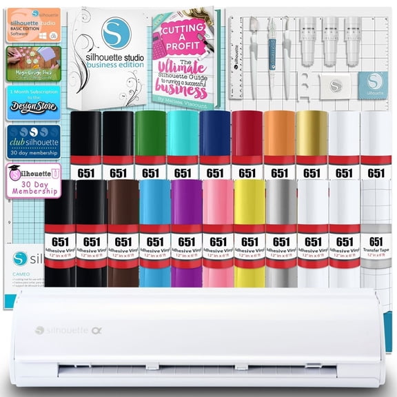Silhouette White Cameo 5 Alpha Business Bundle w/ Vinyl, Guides, Software, Tools