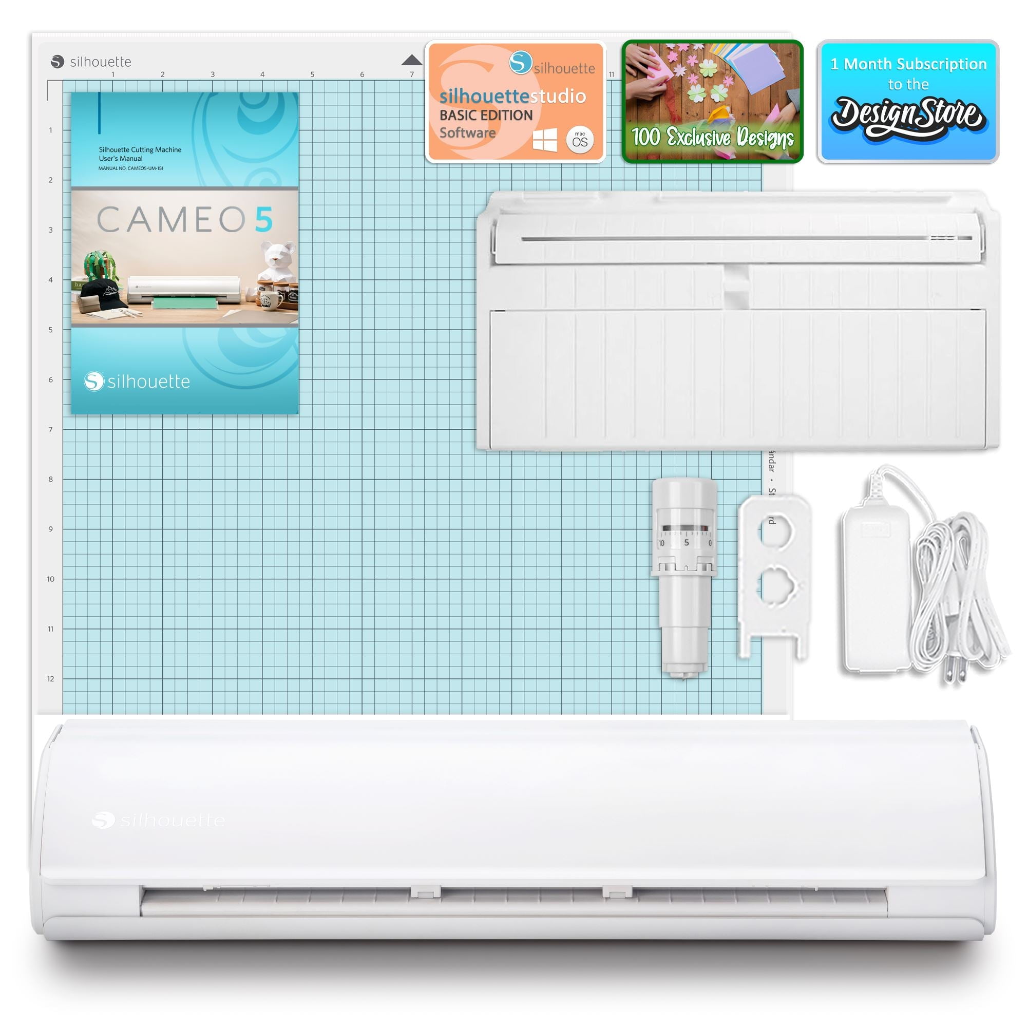 Silhouette White Cameo 5 PLUS - 15" Vinyl Cutter with Roll Feeder