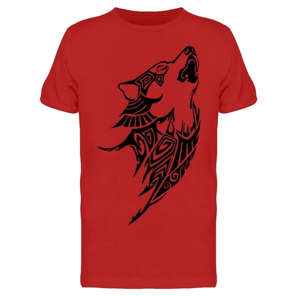Silhouette Wolf Howl Head T-Shirt Men -Image by Shutterstock, Male Medium