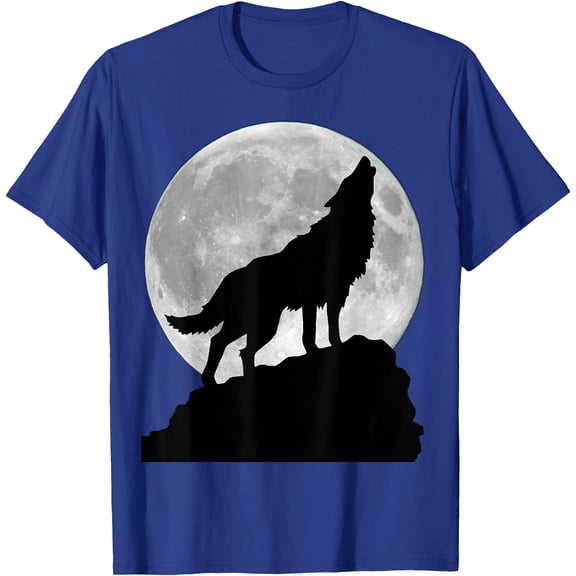 Silhouette Wolf in moon light Cool Wild Dog Wolves howling Unisex T-Shirt for Men Women Kids Toddler