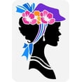 thumbnail image 1 of Silhouette Women Stencil 11.7x8.3 inch Beauty Lady Stencil Plastic Girl Wear Flowers Hat Pattern Stencils Reusable DIY Art and Craft Women Face Stencils for Home Wall Painting Decor, 1 of 9