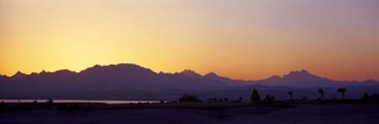 Silhouette of a golf course with Sinai Mountains in the background The Cascades Golf & Country Club Soma Bay Hurghada Egypt Canvas Art - Panoramic Images (36 x 12)