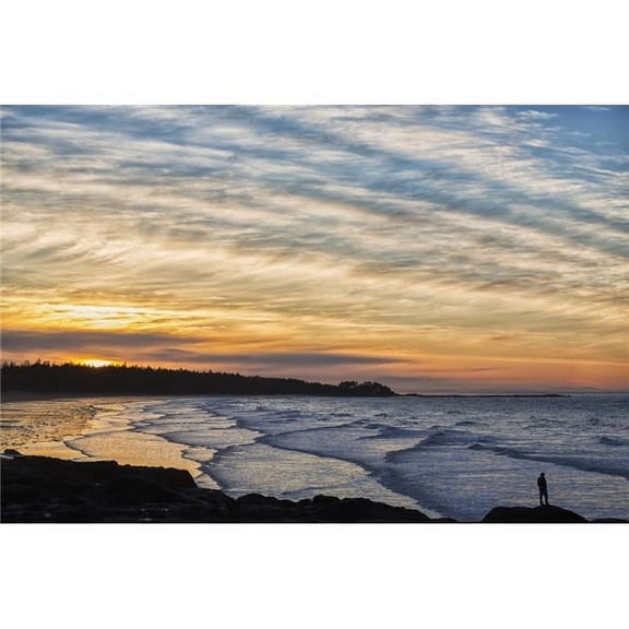 Silhouette of A Person Standing on A Rock Along The Coast at Sunset - Masset British Columbia Canada Print - 38 x 24 in. - Large